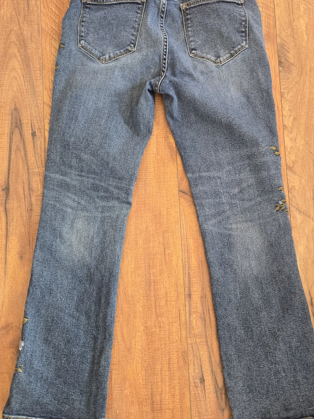 DRIFTWOOD Medium Wash Blue Stretch Embroidered Floral Slim Bootcut